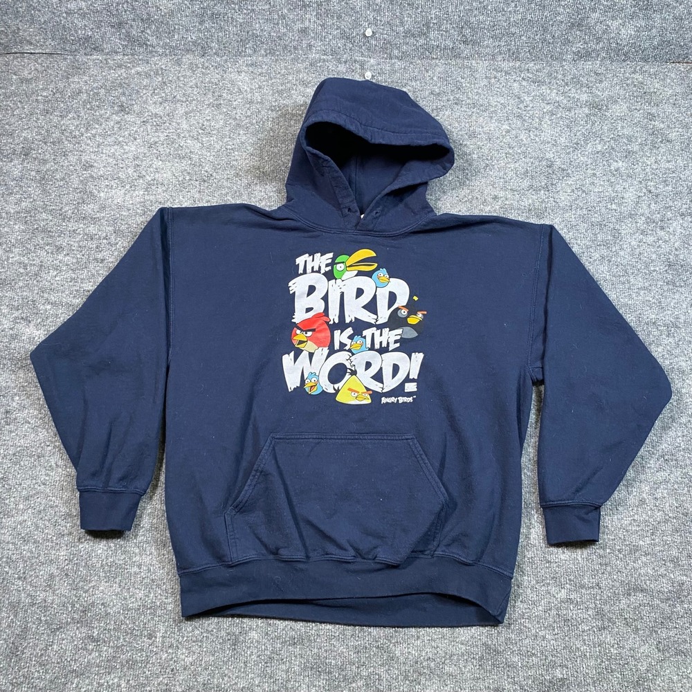 Angry Birds The Bird Is The Word Navy Blue Graphic Hoodie Fifth Sun Mens L
